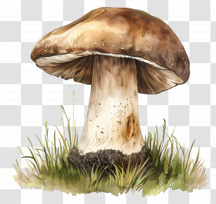 Boletus Mushroom - Brown Forest Mushroom With Grass Transparent PNG