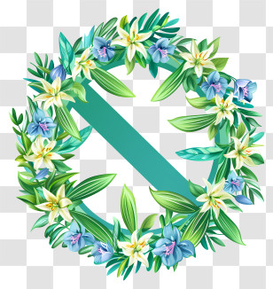 No Circle - Green Floral Wreath Decoration Transparent PNG