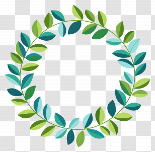 Leaf Wreath - Geometric Wreath With Green And Blue Leaves Transparent PNG