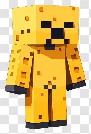 Minecraft - Yellow Block Character In Minecraft Style Transparent PNG