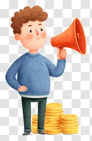Man Holding Megaphone - Businessman Announcing Finance Transparent PNG