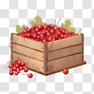 Red Cranberries - Wooden Crate Full Of Fresh Red Berries Transparent PNG