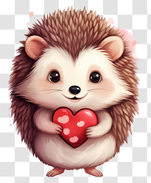 Valentine Hedgehog - Cute Cartoon Hedgehog Holding A Heart Transparent PNG