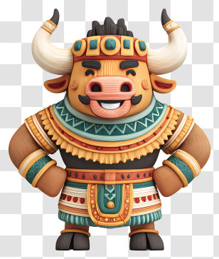 Mascot - Cartoon Bull In Costume Transparent PNG