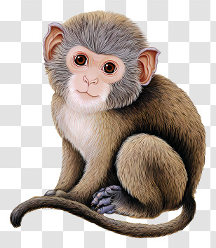 Zodiac Chinese - Adorable Baby Monkey Illustration Transparent PNG