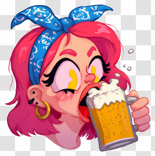 Drinking Beer - Cartoon Woman Drinking Beer Transparent PNG