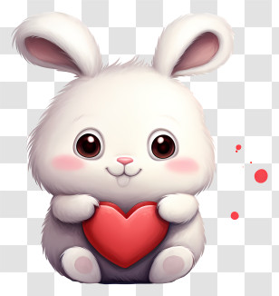 Rabbit Illustration - Cute Bunny Holding A Heart For Love Transparent PNG