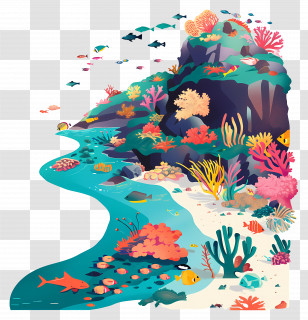 Great Barrier Reef - Colorful Coral Reef Underwater Scene Transparent PNG