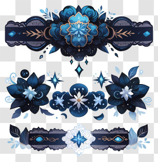 Oriental Border - Elegant Blue Floral Pattern Transparent PNG