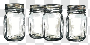 Glass Bottles - Set Of Transparent Glass Jars Transparent PNG