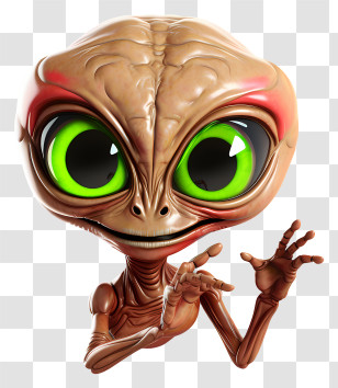 Realistic Style Alien Mascot - Cartoon Alien With Green Eyes Transparent PNG