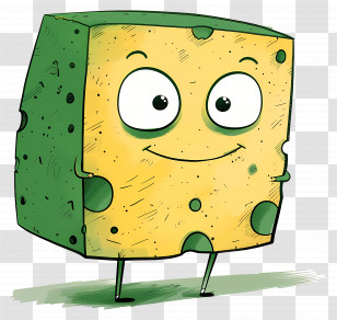 Cartoon Sponge Character - Cartoon Sponge Character With A Smile Transparent PNG