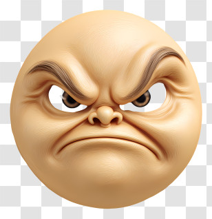 Scary Round Face - Angry Emoji Face Illustration Transparent PNG