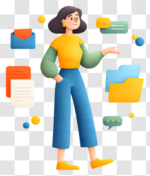 Woman Sharing Content Files - Woman Managing Files Transparent PNG