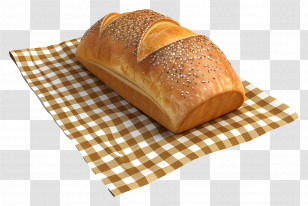 Whole Wheat Bread - Fresh Loaf Of Bread On Plaid Cloth Transparent PNG