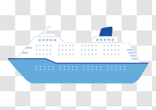 Icon - Blue And White Cruise Ship Illustration Transparent PNG