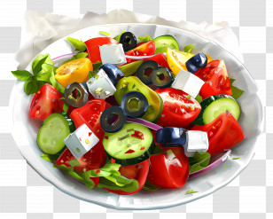 Greek Salad - Fresh And Colorful Vegetable Salad Transparent PNG