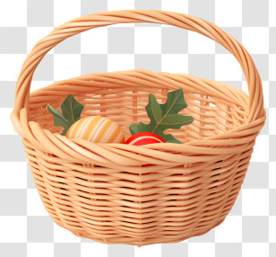 Wicker Basket - Wicker Basket With Ornaments Transparent PNG