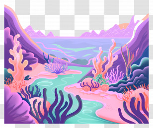 Coral Reefs - Vibrant Underwater Coral Reef Illustration Transparent PNG
