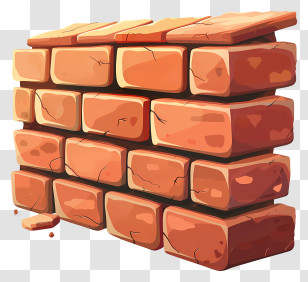 Brick - Illustrated Brick Wall In Rustic Style Transparent PNG
