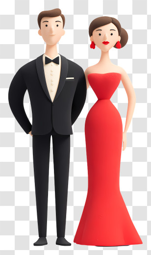 Couple In Formal Wear - Elegant Couple In Formal Attire Transparent PNG