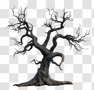 Old Dead Tree - Spooky Dead Tree With Twisted Branches Transparent PNG