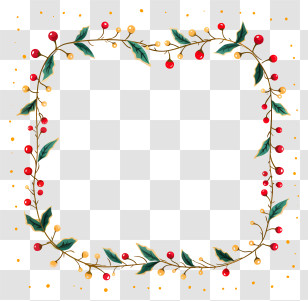 Christmas Wreath - Holly Berry Frame Illustration For Christmas Transparent PNG