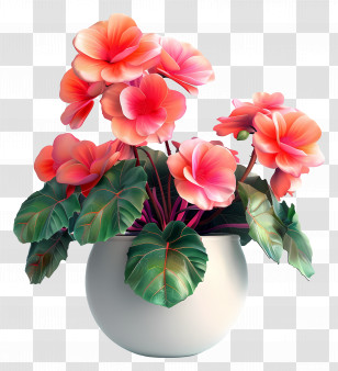 Potted Begonias Flower - Pink Begonia Flower Pot For Home Decoration Transparent PNG