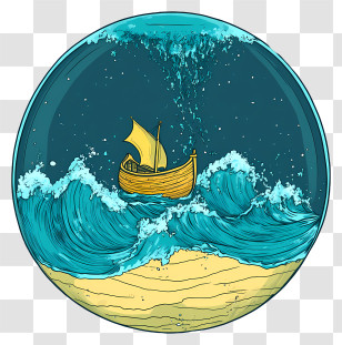 Storm - Sailing Ship In Stormy Sea Transparent PNG