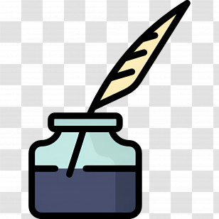 Ink - Ink Bottle With Quill Pen Transparent PNG