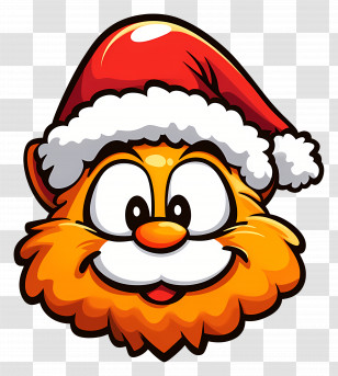 Cat Christmas - Christmas Cartoon Cat With Santa Hat Transparent PNG