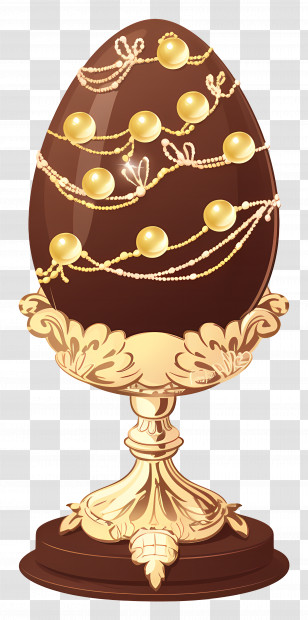 Chocolate Easter Egg - Ornate Chocolate Egg With Gold Decorations Transparent PNG