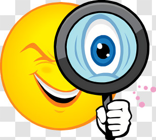 Smiley - Smiley Cartoon With Magnifying Glass Transparent PNG