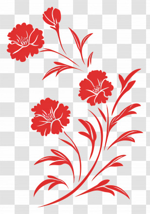 Carnation Corner - Red Floral Pattern Design Transparent PNG