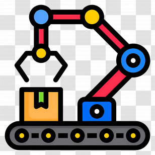 Robotic Arm - Robotic Arm With Conveyor Belt Cartoon Illustration Transparent PNG