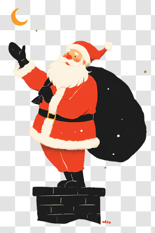 Quirky Santa - Smiling Santa On Chimney Transparent PNG