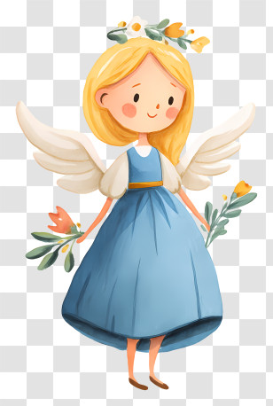 Watercolor Angel - Angel With Wings And Flowers Transparent PNG