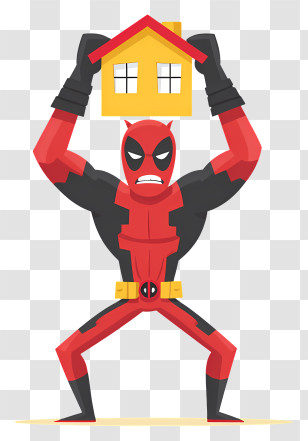 Deadpool Lifting House - Superhero Lifting A House Transparent PNG