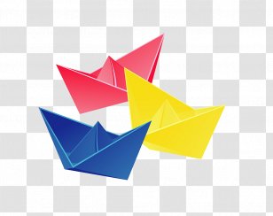 Paper Origami Yellow Blue - Washi - Red, Yellow, Boat Elements Transparent PNG