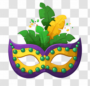 Mardi Gras Mask - Mardi Gras Mask With Feathers Transparent PNG