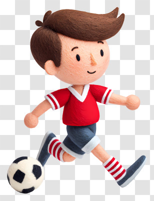 Soccer Player Dribbling Ball - Boy Playing Soccer In Orange Shirt Transparent PNG