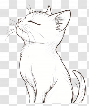 Outline Cat - Content Cat Sketch Transparent PNG