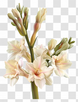 Tuberose Flower - Gladiolus Flower Botanic Illustration Transparent PNG