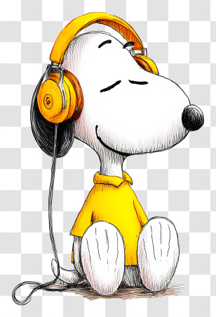 Snoopy Enjoying Music - Cartoon Dog Enjoying Music Transparent PNG