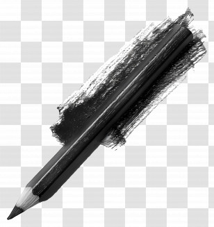 Black Pencil With Brush Strokes - Black Pencil In Artistic Brush Strokes Transparent PNG