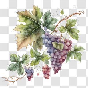 Retro Grapes
 - Botanical Grapevine With Ripe Grapes Illustration Transparent PNG