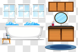 Bathroom - Bright Bathroom With Bathtub Transparent PNG
