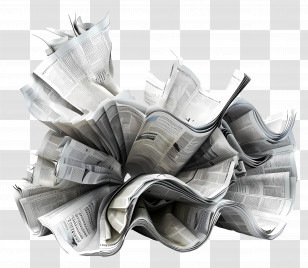 Folded Newspaper - Bunched And Crumpled Newspapers Transparent PNG