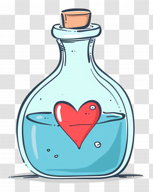 Cartoon Potion - Heart In A Glass Bottle Transparent PNG