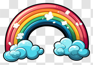 Hand Drawn Rainbow - Rainbow And Clouds Illustration Transparent PNG